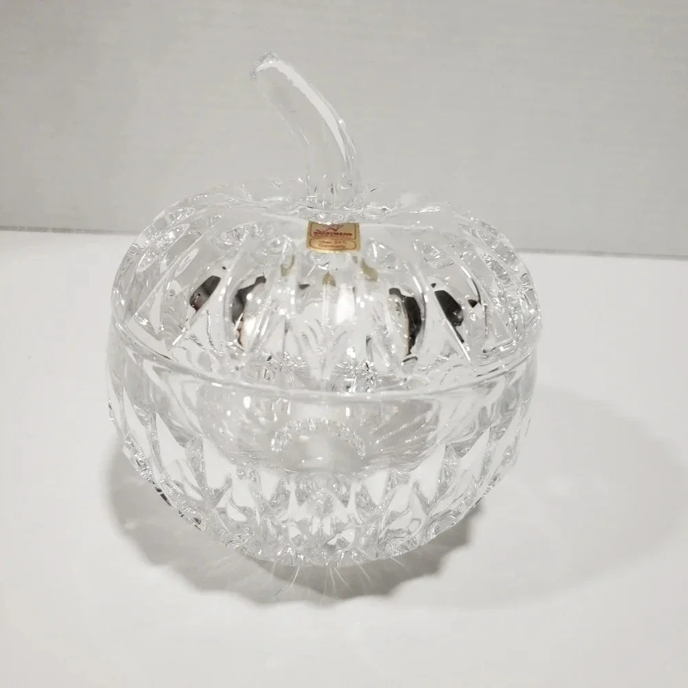 Crystal Pumkin Jam  Jar/Sugar Bowl,Diamond Cut Pattern.